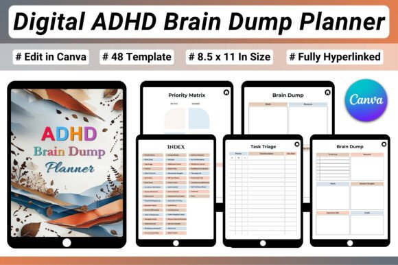 Download 🧠 Digital ADHD Brain Dump Planner - Premium Resources